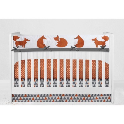 Bacati - Playful Fox Long Crib Rail Guard Cover Orange/Gray