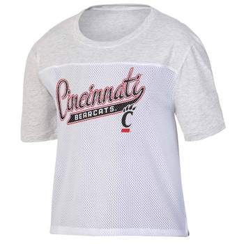 NCAA Cincinnati Bearcats Women's White Mesh Yoke T-Shirt