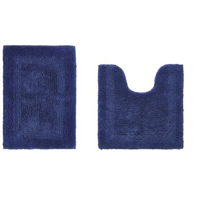 Lux Premium 100% Cotton Tufted Solid Reversible 2 PC Bath Rug Set – Ultra-Soft, Water-Absorbent, Durable, Machine Washable Bathroom Rug