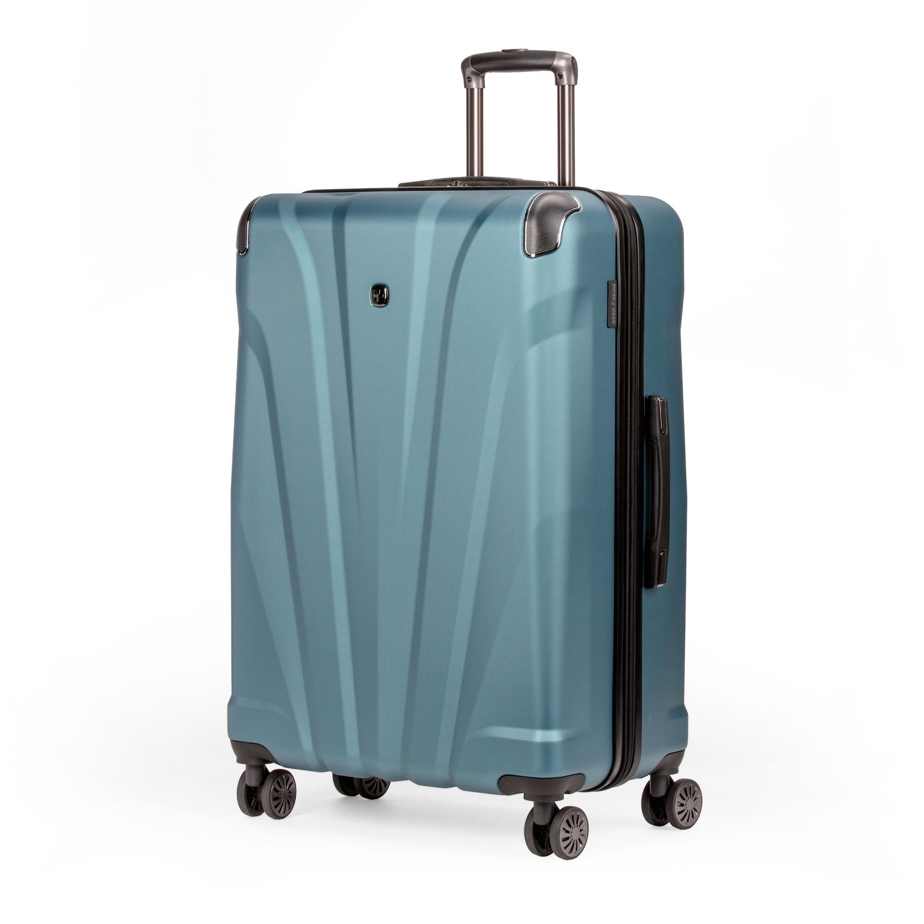 SWISSGEAR Cascade Hardside Large Checked Suitcase - Teal: 8-Wheel ABS Shell Luggage