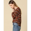 Allegra K Women's Casual Plaid Blouse Button Up V-Neck Long Sleeve Western Shirt - 4 of 4