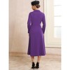 INSPIRE CHIC Women's Shiny Floral Brooch Shawl Collar V Neck Long Sleeve A-Line Midi Dress - 4 of 4