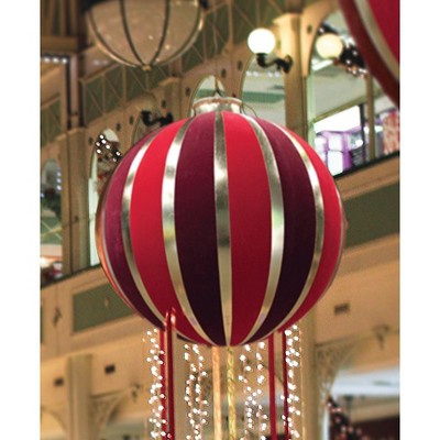 Northlight 60" Pre-Lit Red and Gold Inflatable Commercial Outdoor Christmas Ball Ornament