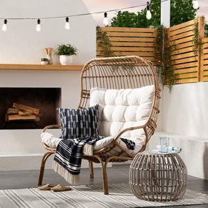 Wicker & Metal Outdoor Patio Chair, Egg Chair Natural - Threshold™ designed with Studio McGee - 1 of 4