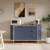 60" Faux Marble Top Buffet Cabinet w/ Curved Sliding Doors, 3 Drawers & Adjustable Shelves - Modern Storage Sideboard & Coffee Bar for Dining Room - 3 of 4