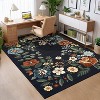 Washable Floral Rug, Non-Slip Low Pile Carpet for Living Room, Entryway, Office - Stain-Resistant & Foldable - 3 of 4