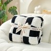Snuggle Sac Faux Fur Checkered Throw Blanket, Fluffy Feather Yarn Blend Bedding Blankets for Couch or Bed - 2 of 4