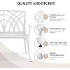 VINGLI 38" Outdoor Bench Cast Aluminium Garden Bench, White Orchid Patio Bench, Porch Bench for 1-2 Person Seat - 4 of 4