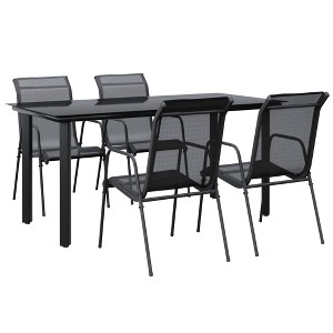 vidaXL 5 Piece Patio Dining Set Black Steel and Textilene - 1 of 1