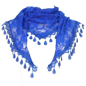 INSPIRE CHIC Lace Rose Floral Tassel Mesh Triangle Head Covering Mantilla Scarves 1Pc - 1 of 4