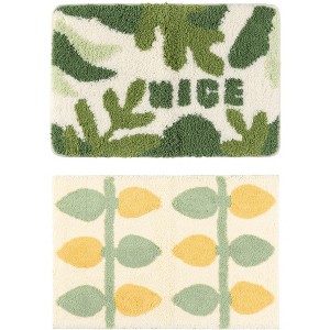 Unique Bargains Printing Non-Slip Soft Plush Quick Dry Microfiber Bathroom Mat 2 Pcs - 1 of 4