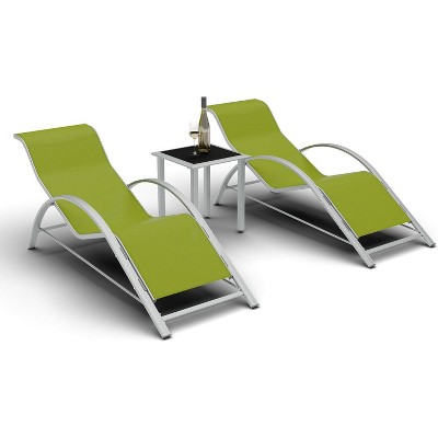 WhizMaz Outdoor Chaise Lounge Set of 3 - Pool & Beach Recliner Chairs with Side Table for Deck, Balcony, Lawn, Patio
