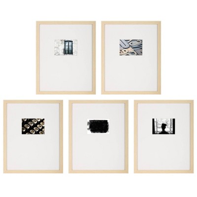 5pc 16" x 20" Matted to 5" x 7" Gallery Wall Picture Frame Set with Offset Mat/Hanging Template - Instapoints