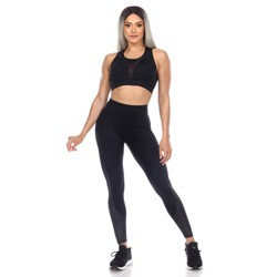 White Mark Plus Size Racer Back Sports Bra & Mesh Leggings Set