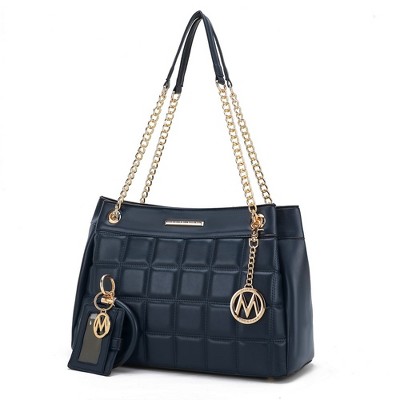 MKF Collection Mabel Quilted Women’s shoulder Bag & Bracelet Keychain with a Credit Card Holder by Mia K