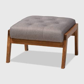 Naeva Upholstered Wood Footstool Gray/Brown - Baxton Studio