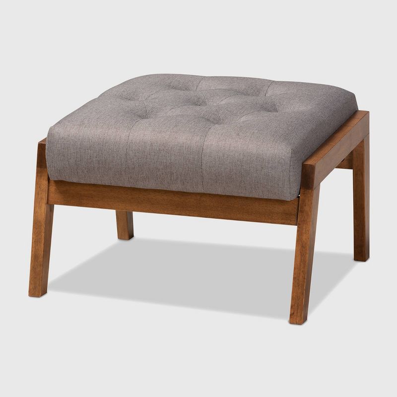 Naeva Upholstered Wood Footstool Gray/Brown - Baxton Studio, 1 of 11