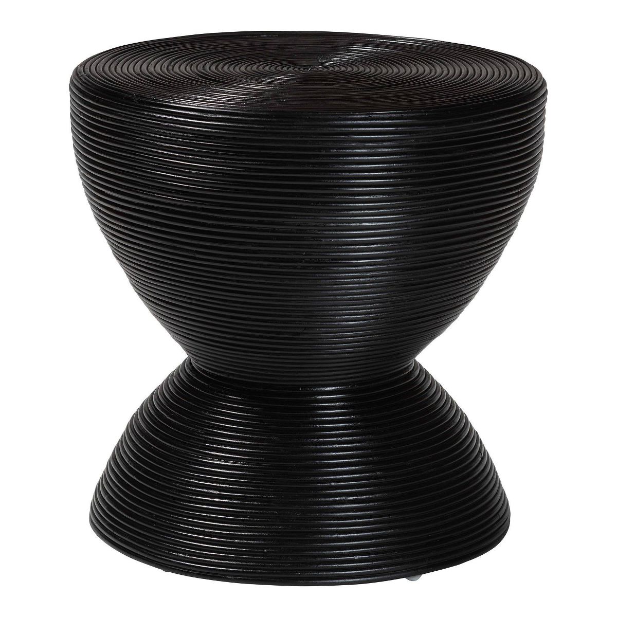 bali & pari Tokyo Laminated Natural Rattan Side Table Black