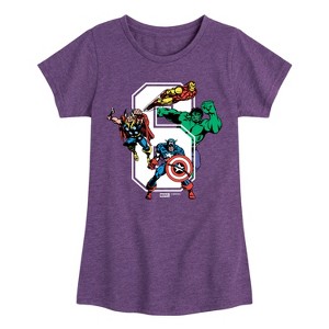 Girls' - Marvel - Avengers Birthday 6 Fitted Short Sleeve Graphic T-Shirt - 1 of 4