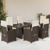 vidaXL Garden Dining Set Brown PE rattan 6-seater Adjustable Footrests - 2 of 4