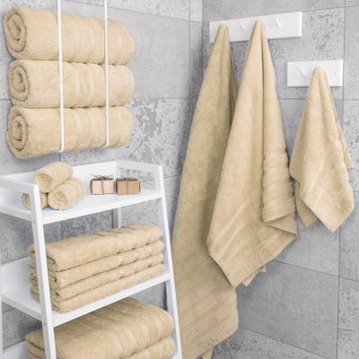 Beige 4 Piece Turkish Cotton Bath Towel Set