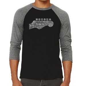 LA Pop Art Men's Raglan Baseball Word Art T-shirt - Guitar Head - 1 of 4