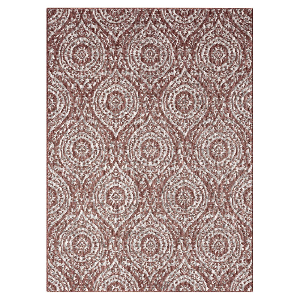 Photos - Area Rug Nicole Miller 7'9" x 10'2" Country Zoe Indoor/Outdoor Rug Rust - : UV & Weather Resistant, Woven 