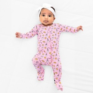 Bellabu Bear Baby Milk and Cookies Pink Bamboo Convertible Footie - 1 of 4