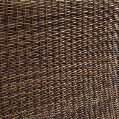 Beige Wicker and Steel Outdoor Three-Seat Sofa
