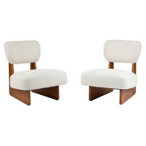 Christopher Knight Home Set of 2 Dylan Modern Wood Upholstered Accent Chairs Beige/Natural - 1 of 4