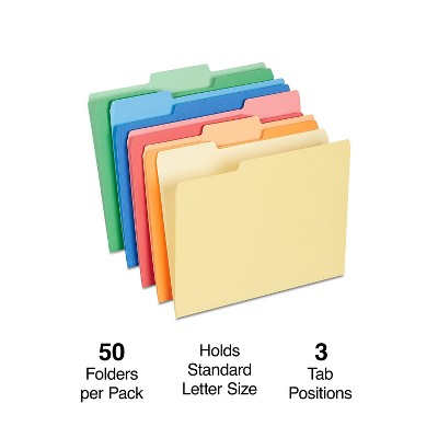 8-1/2 x 11 1/3-Cut Tabs in Left File Folders 100 Per Box 1 Right Center Positions 65213 Letter Size Classic Manila 