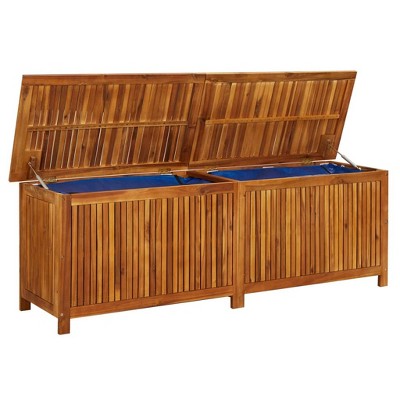 Large Acacia Wood Outdoor Storage Deck Box with Water-Resistant Lining