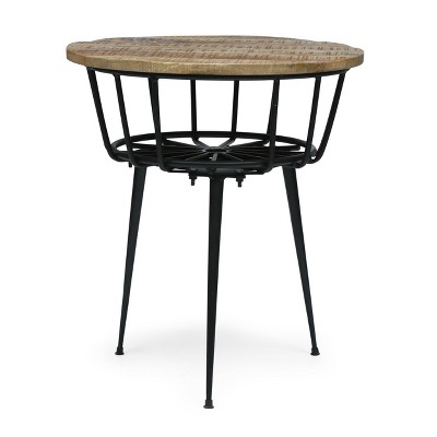 Kenwood Modern Industrial Handcrafted Mango Wood Side Table Natural/Black - Christopher Knight Home