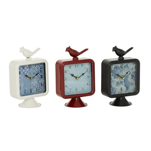 Set Of 3 Metal Bird Clocks - Olivia & May : Target