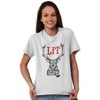 Funny Christmas Hipster Reindeer Lit Graphic T Shirt Men or Women Brisco Brands - 3 of 4