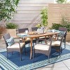 Christopher Knight Home Mason Outdoor Acacia Wood and Wicker 7 Piece Dining Set with Cushions - 2 of 4