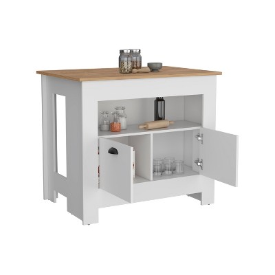 NicBex Kitchen Island Cart with 1 Open Shelves and 2 Door Cabinets,Kitchen Island with Storage,Modern Kitchen Cart,Island Table for Kitchen