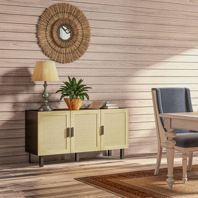 NicBex 30"/31.5"/47.25"/53.5" Rattan Sideboard,Kitchen Storage Cabinets with Rattan Doors and Shelves for Kitchen and Dining Room,Brown