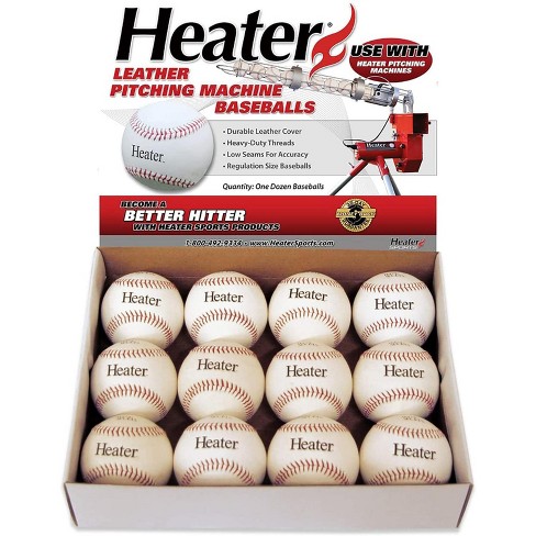 Heater Sports Pitching Machine 9” Leather Baseballs, Regulation 