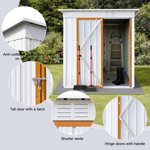Metal garden sheds 5ftx4ft outdoor storage sheds white+yellow - 1 of 4