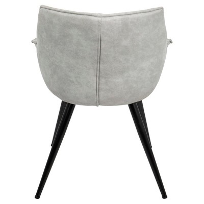 Light Grey Polyester Wingback Accent Chairs with Black Metal Legs, Set of 2