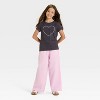 Girls' Short Sleeve Heart Graphic T-Shirt - Cat & Jack™ Charcoal Gray - 4 of 4