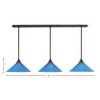 Toltec Lighting Stem 3 - Light Chandelier in  Bronze with 16" Blue Italian Shade - 2 of 2