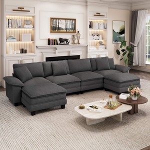 Captiva Designs 157.5-Inch Cloud Modular 6PC U-Shaped Sectional Sofa, Oversized Couch with Ottomans, Deep Seats - 1 of 4