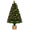 HOMCOM 3 FT Pre-Lit Artificial Table Christmas Tree, Fiber Optic Holiday Home Xmas Indoor Decoration with Golden Stand, Green - 4 of 4