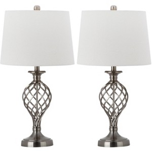 Lattice Urn Table Lamp (Set of 2) - 26.75 Inch Height - LIT4316 - Nickle - Safavieh - 1 of 4