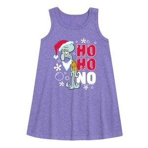 Girls' - SpongeBob SquarePants - Ho Ho No Graphic Sleeveless Aline Dress - 1 of 4