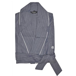 Men's Striped Belted Cotton Robe - Nero Perla - 1 of 1