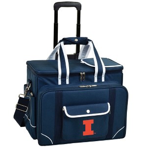NCAA Illinois Fighting Illini Soft Sided Rolling Cooler with Four Person Picnic Set - 1 of 4