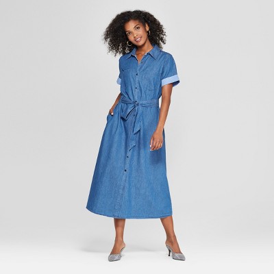 short sleeve denim shirt dress